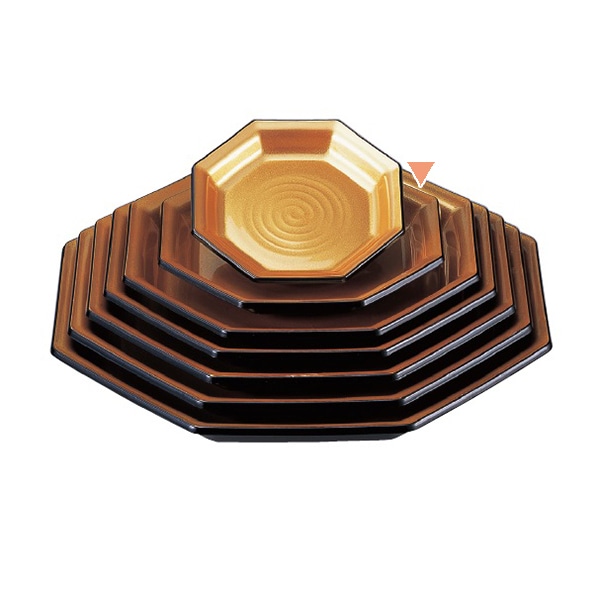 若泉漆器 八角盛皿　黒内金雅　8寸  M-11-3 1個（ご注文単位1個）【直送品】