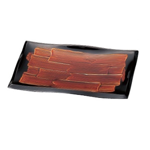 若泉漆器 8寸長手清流盛器　錆刷毛目  M-11-89 1個（ご注文単位1個）【直送品】