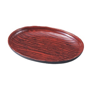 若泉漆器 尺2寸吉野小判大皿　チーク艶  M-12-5 1個（ご注文単位1個）【直送品】