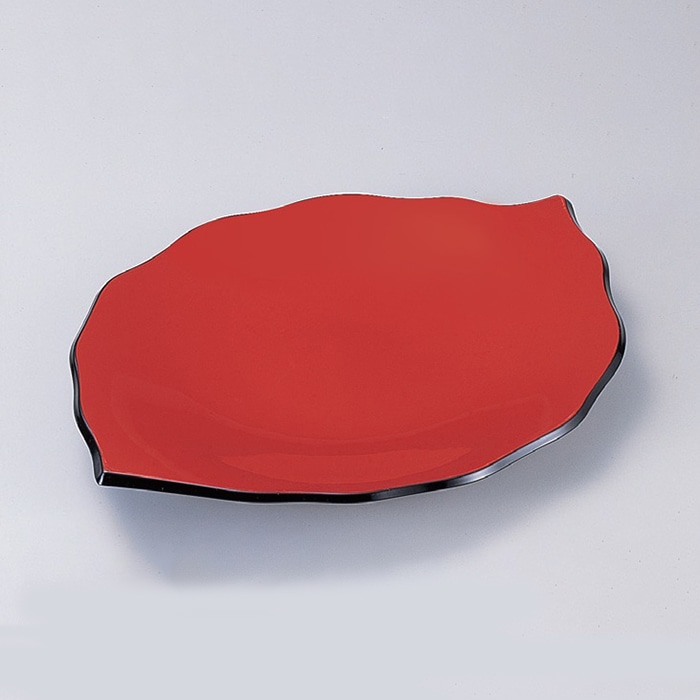 若泉漆器 リーフ皿 本朱渕黒底黒塗 M-12-17 1個(ご注文単位1個)【直送品】