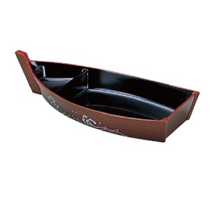 若泉漆器 尺0寸タレ付舟　梨地波内黒  M-12-37 1個（ご注文単位1個）【直送品】