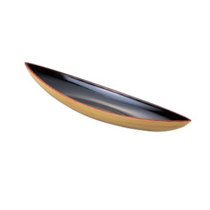 若泉漆器 尺5寸笹舟盛器　白木内黒天朱  M-12-40 1個（ご注文単位1個）【直送品】