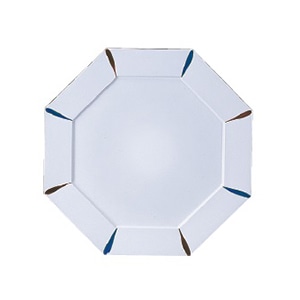 若泉漆器 八角プレート　青地十草渕白 大 M-13-15 1個（ご注文単位1個）【直送品】