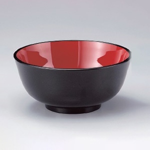 若泉漆器 6.5寸羽反型丼　黒刷毛目内朱  S-8-45 1個（ご注文単位1個）【直送品】