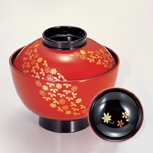 若泉漆器 新越前椀　春秋帯春秋見返し付S・H塗  W-1-38 1個（ご注文単位1個）【直送品】