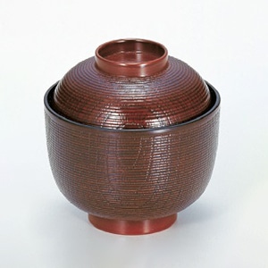 若泉漆器 3寸千筋ケヤキ小吸椀　栃  W-2-2 1個（ご注文単位1個）【直送品】