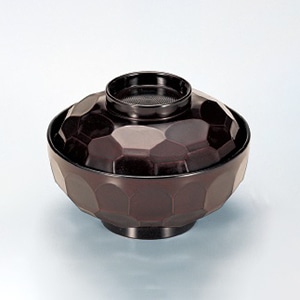 若泉漆器 4寸真亀甲吸椀　溜  W-2-6 1個（ご注文単位1個）【直送品】