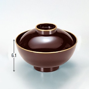 若泉漆器 4寸平仙才椀　マロン天金  W-2-7 1個（ご注文単位1個）【直送品】