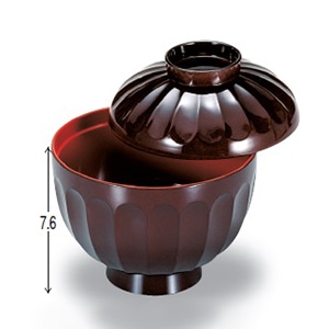 若泉漆器 3.6寸菊形吸椀　溜内朱  W-2-14 1個（ご注文単位1個）【直送品】