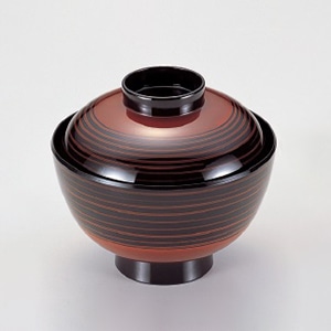 若泉漆器 越前椀　溜筋目塗り分け  W-2-15 1個（ご注文単位1個）【直送品】