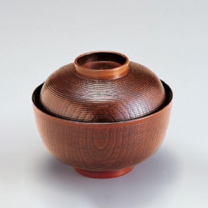 若泉漆器 4寸千筋ケヤキ吸椀　栃  W-2-18 1個（ご注文単位1個）【直送品】