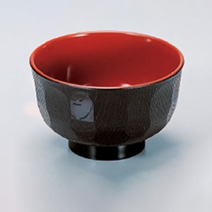 若泉漆器 亀甲木目汁椀　黒内朱  W-2-27 1個（ご注文単位1個）【直送品】