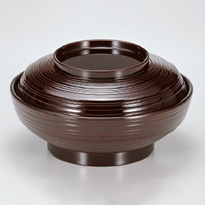 若泉漆器 5.5寸線筋平煮物椀　溜内黒  W-2-63 1個（ご注文単位1個）【直送品】