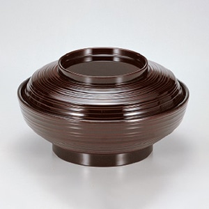 若泉漆器 6寸線筋平煮物椀　溜内黒  W-2-64 1個（ご注文単位1個）【直送品】