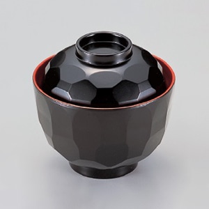 若泉漆器 真3.2寸亀甲小吸椀　黒内朱  W-2-94 1個（ご注文単位1個）【直送品】