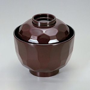 若泉漆器 真3.2寸亀甲小吸椀　溜内朱  W-2-95 1個（ご注文単位1個）【直送品】