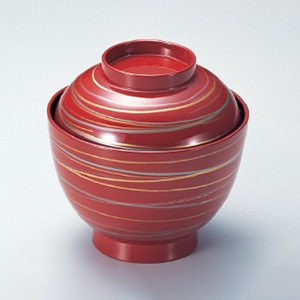 若泉漆器 3.2寸玉子椀　朱あやひも  W-4-53 1個（ご注文単位1個）【直送品】