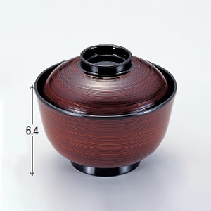 若泉漆器 3.5寸姫椀　溜刷毛目  W-4-56 1個（ご注文単位1個）【直送品】