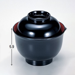 若泉漆器 3.3寸美里吸椀　黒内朱  W-4-57 1個（ご注文単位1個）【直送品】