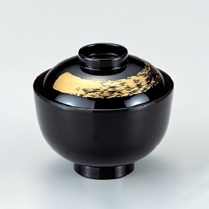 若泉漆器 3.3寸日の丸椀　黒内朱一筆S・H塗  W-4-61 1個（ご注文単位1個）【直送品】