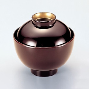 若泉漆器 3.4寸小町吸椀　溜つば金  W-4-64 1個（ご注文単位1個）【直送品】