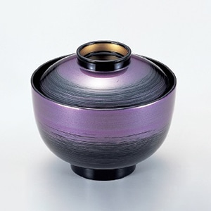 若泉漆器 3.4寸弥生吸椀　紫ぼかしつば金S・H塗  W-4-66 1個（ご注文単位1個）【直送品】