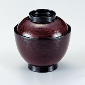 若泉漆器 3.5寸玉子椀　溜刷毛目  W-4-81 1個（ご注文単位1個）【直送品】