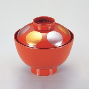 若泉漆器 越前椀　朱内朱金雅日月S・H塗  W-4-94 1個（ご注文単位1個）【直送品】