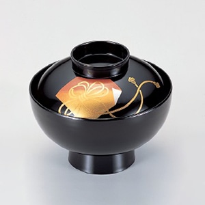 若泉漆器 御殿吸椀　黒にお正月  W-5-18 1個（ご注文単位1個）【直送品】