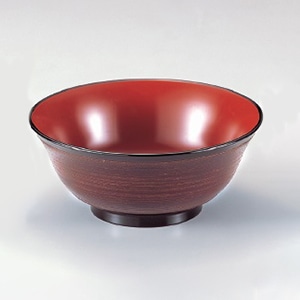 若泉漆器 羽反多用丼　茶刷毛目内朱  W-6-54 1個（ご注文単位1個）【直送品】