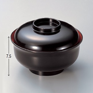 若泉漆器 5寸日野丼　黒内朱  W-7-51 1個（ご注文単位1個）【直送品】