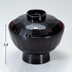 若泉漆器 亀甲丼椀　黒内朱 中 W-7-61 1個（ご注文単位1個）【直送品】