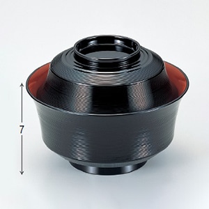 若泉漆器 4.5寸竹型椀　黒内朱  W-7-68 1個（ご注文単位1個）【直送品】