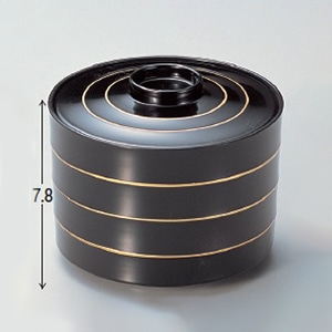 若泉漆器 富士段付飯器　黒金糸内黒塗 中 W-7-78 1個（ご注文単位1個）【直送品】