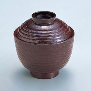 若泉漆器 3寸荒筋木目椀 溜内朱 W-8-29 1個(ご注文単位1個)【直送品】