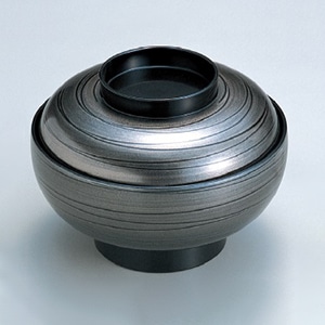 若泉漆器 5.5寸宝泉椀 銀刷毛目一筆 W-8-32 1個(ご注文単位1個)【直送品】