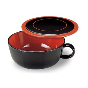 若泉漆器 スープ椀 黒内朱 W-8-35 1個(ご注文単位1個)【直送品】