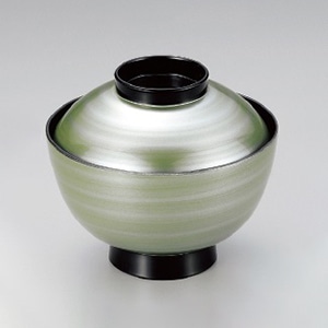 若泉漆器 新越前椀 グリーンかすみ W-8-38 1個(ご注文単位1個)【直送品】