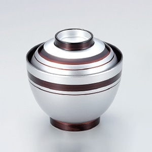 若泉漆器 2.8寸玉子椀 高銀溜ライン W-8-51 1個(ご注文単位1個)【直送品】