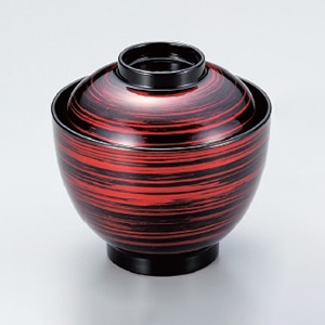 若泉漆器 3.1寸玉子椀 朱流線 W-8-55 1個(ご注文単位1個)【直送品】