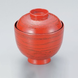 若泉漆器 3寸布目筋入椀 朱かすり W-8-66 1個(ご注文単位1個)【直送品】