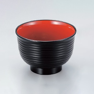 若泉漆器 3.3寸美里荒筋汁椀 黒内朱 W-8-67 1個(ご注文単位1個)【直送品】
