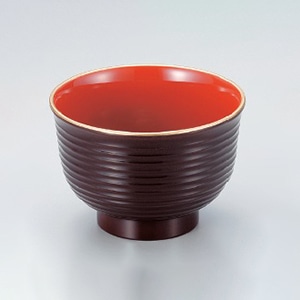 若泉漆器 3.3寸美里荒筋汁椀 マロン天金内朱 W-8-69 1個(ご注文単位1個)【直送品】