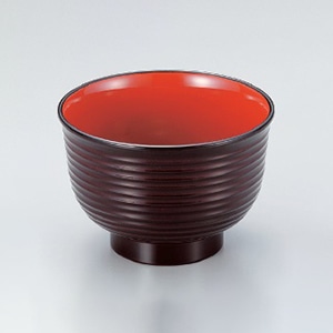 若泉漆器 3.3寸美里荒筋汁椀 溜内朱 W-8-70 1個(ご注文単位1個)【直送品】
