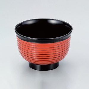 若泉漆器 3.3寸美里荒筋汁椀 朱根来ライン W-8-71 1個(ご注文単位1個)【直送品】