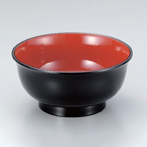 若泉漆器 5.3寸美里丼椀　黒内朱  W-8-95 1個（ご注文単位1個）【直送品】