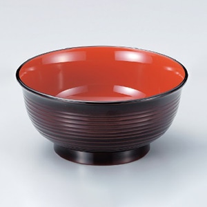 若泉漆器 5.3寸美里千筋丼椀　溜内朱  W-9-3 1個（ご注文単位1個）【直送品】