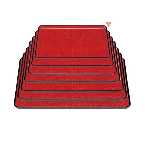 若泉漆器 耐熱一休布目盆　朱カスリ　尺2寸 ノンスリップ加工 1-59-31 1個（ご注文単位1個）【直送品】