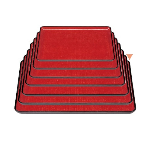 若泉漆器 耐熱一休布目盆　朱カスリ　新尺2寸 ノンスリップ加工 1-59-32 1個（ご注文単位1個）【直送品】