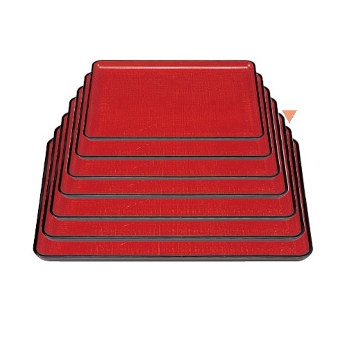 若泉漆器 耐熱一休布目盆　朱カスリ　尺6寸 ノンスリップ加工 1-59-36 1個（ご注文単位1個）【直送品】